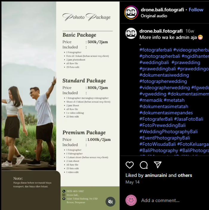 Wecameraa Service Example showing pre-wedding photography session