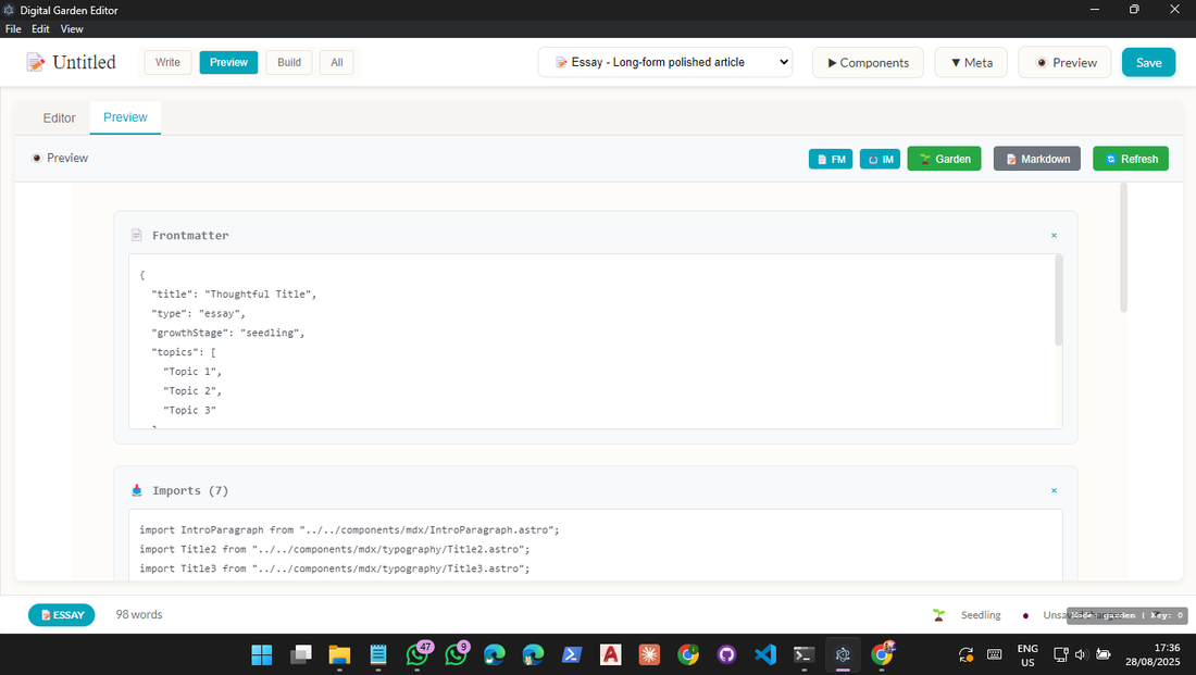 MDX Editor preview interface showing real-time content rendering